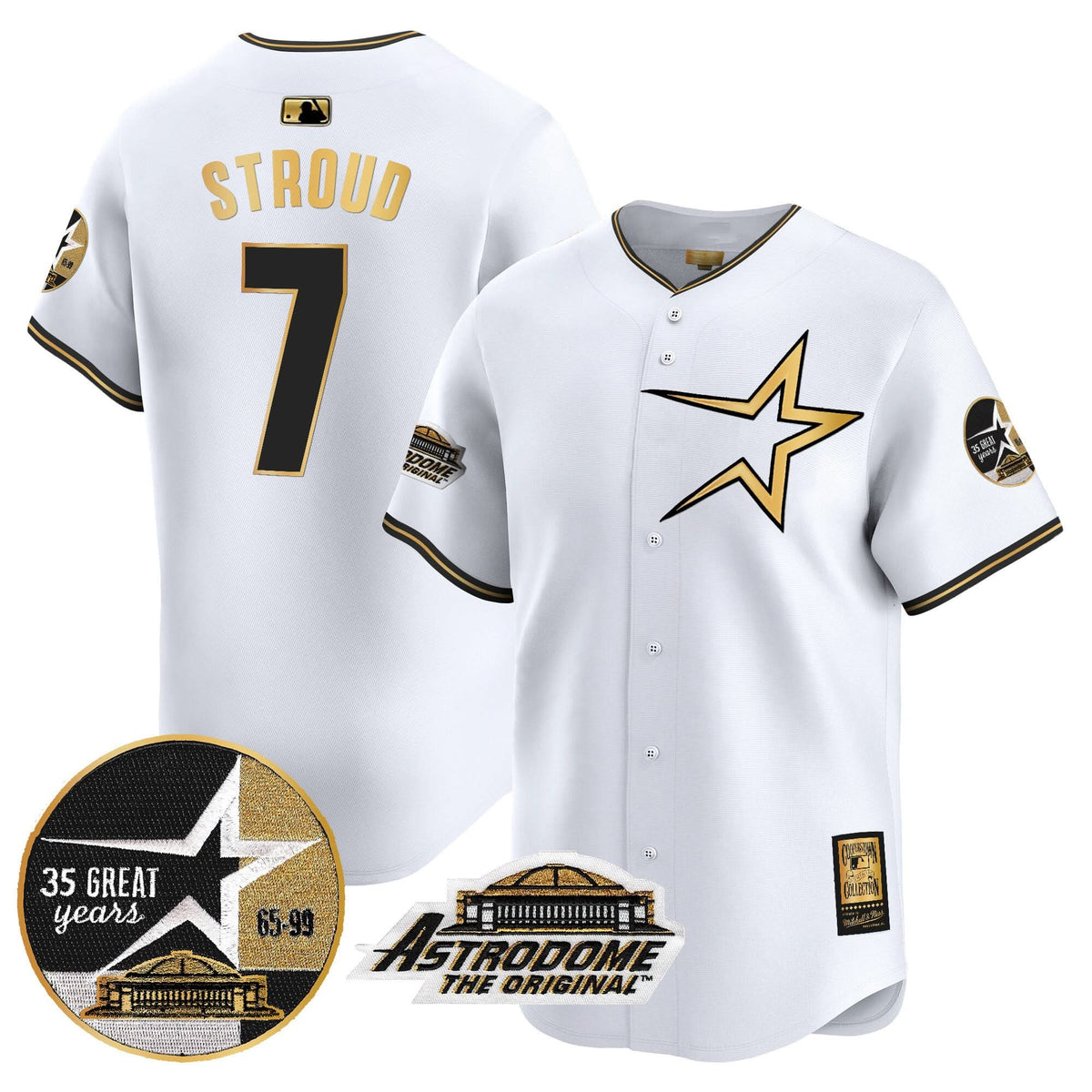 Houston Astros 1999 Throwback 35th & Astrodome Patch Vapor Premier Limited Jersey - Stitched-Cuztomshoes