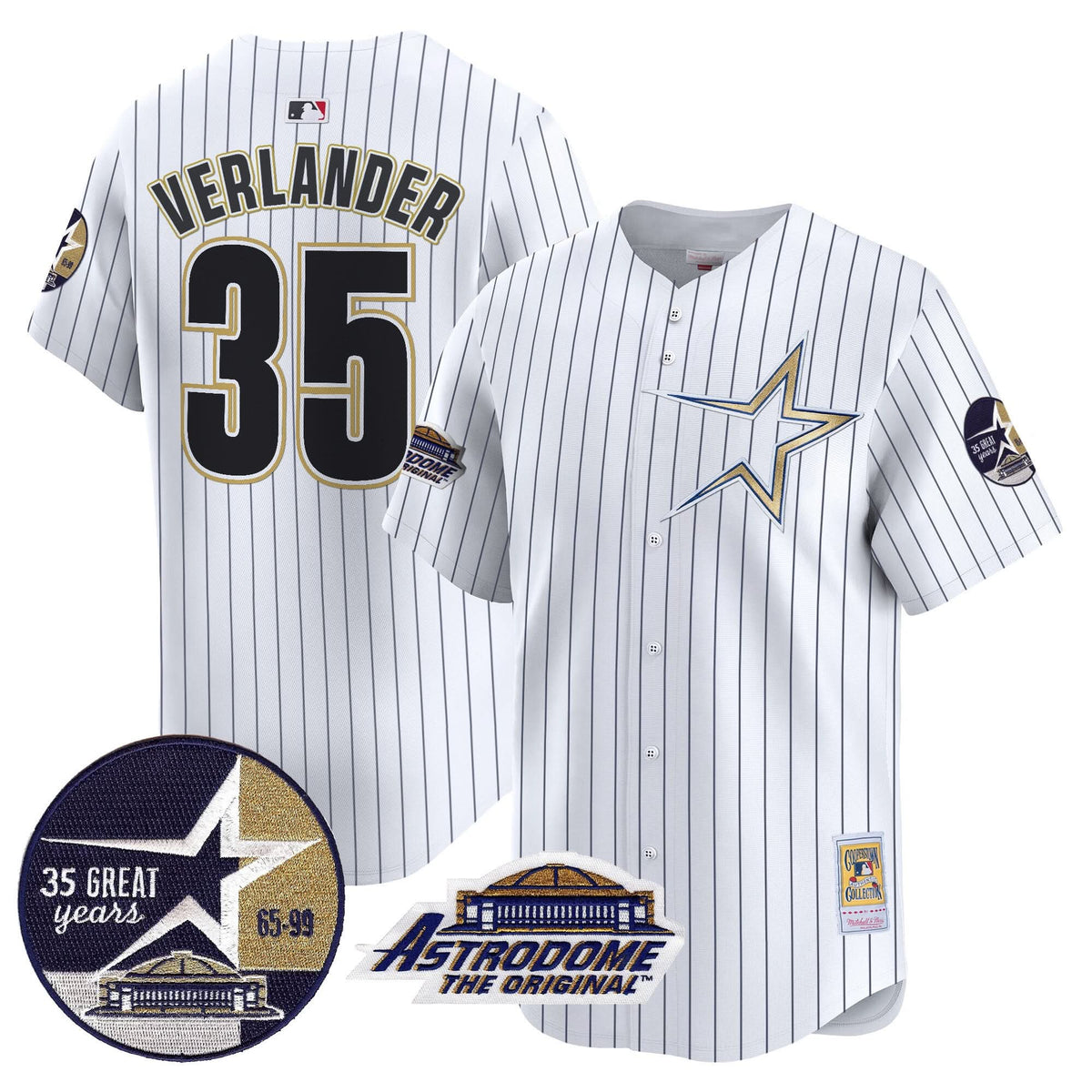 Houston Astros 1999 Throwback 35th & Astrodome Patch Vapor Premier Limited Jersey - Stitched-Cuztomshoes