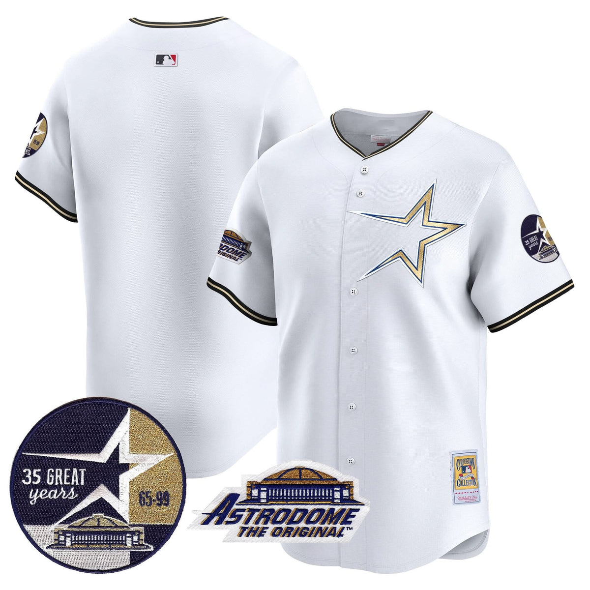 Houston Astros 1999 Throwback 35th & Astrodome Patch Vapor Premier Limited Jersey - Stitched-Cuztomshoes