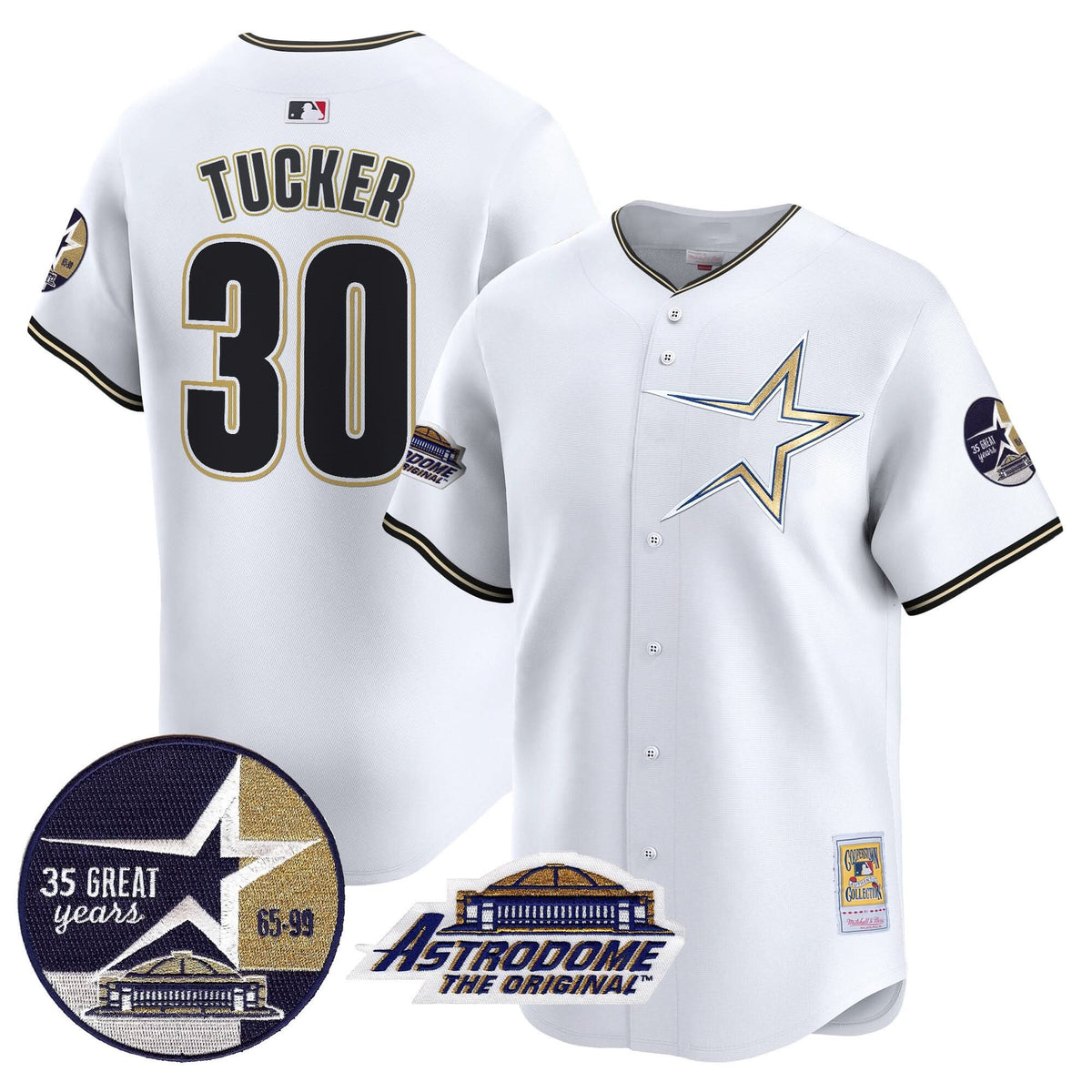 Houston Astros 1999 Throwback 35th & Astrodome Patch Vapor Premier Limited Jersey - Stitched-Cuztomshoes