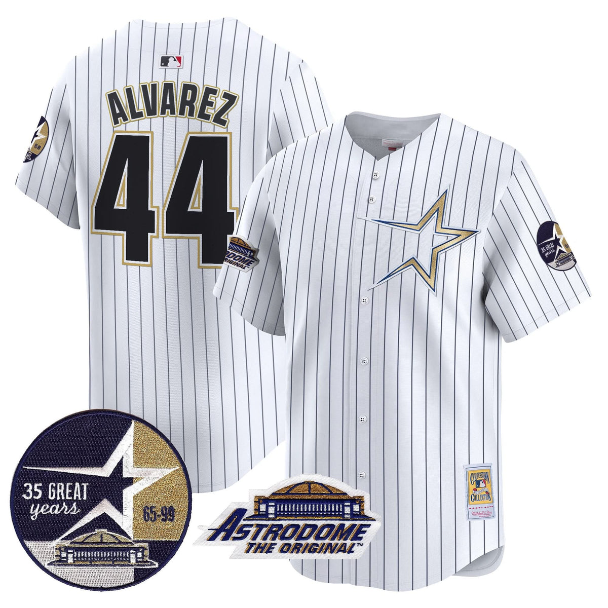 Houston Astros 1999 Throwback 35th & Astrodome Patch Vapor Premier Limited Jersey - Stitched-Cuztomshoes