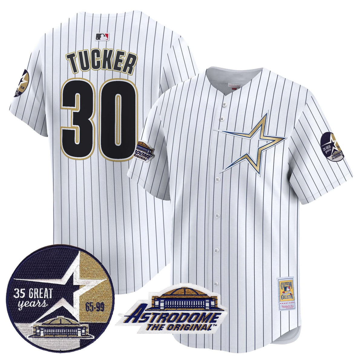 Houston Astros 1999 Throwback 35th & Astrodome Patch Vapor Premier Limited Jersey - Stitched-Cuztomshoes