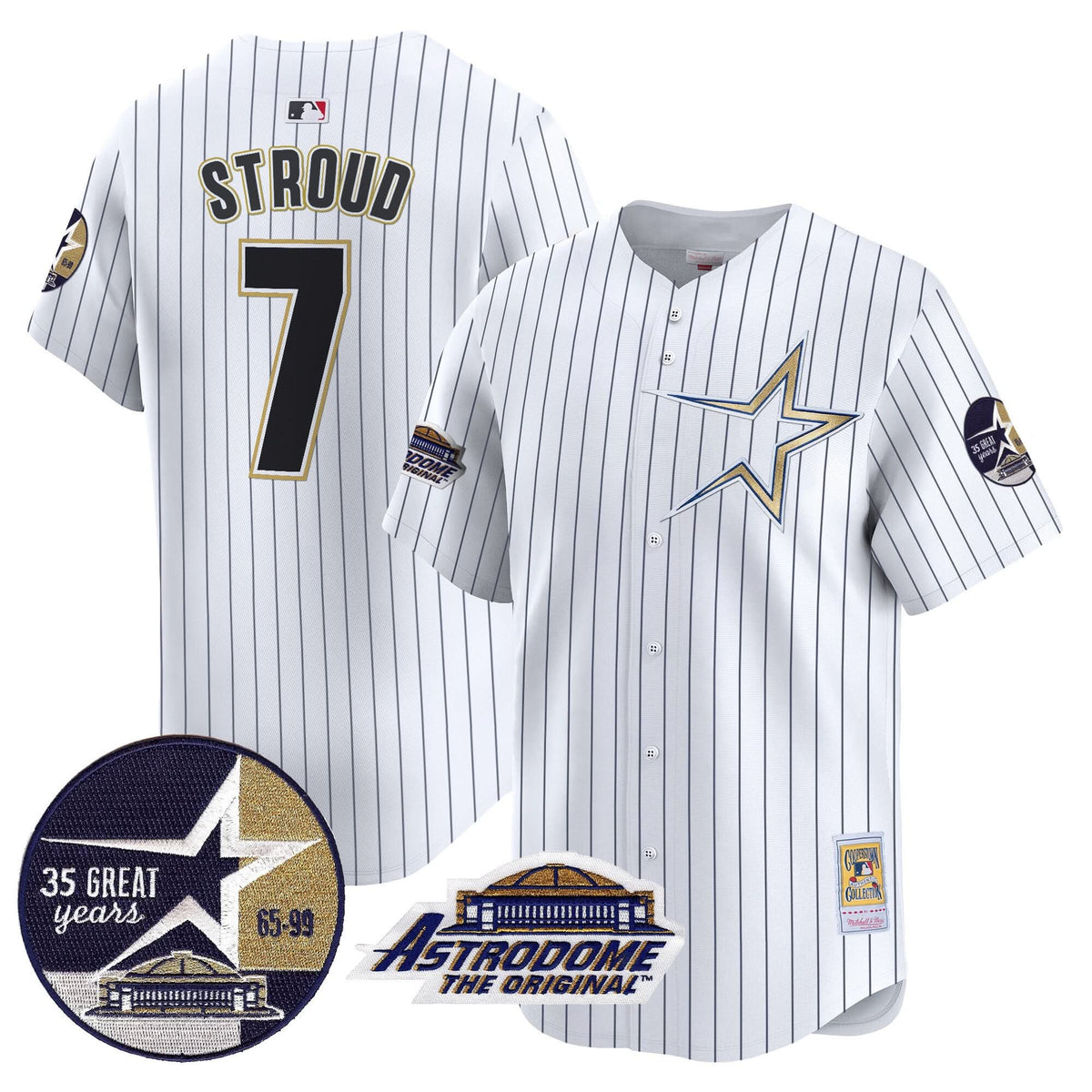 Houston Astros 1999 Throwback 35th & Astrodome Patch Vapor Premier Limited Jersey - Stitched-Cuztomshoes
