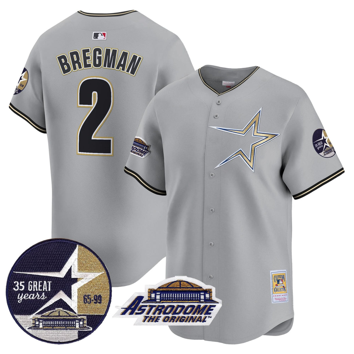 Houston Astros 1999 Throwback 35th & Astrodome Patch Vapor Premier Limited Jersey - Stitched-Cuztomshoes