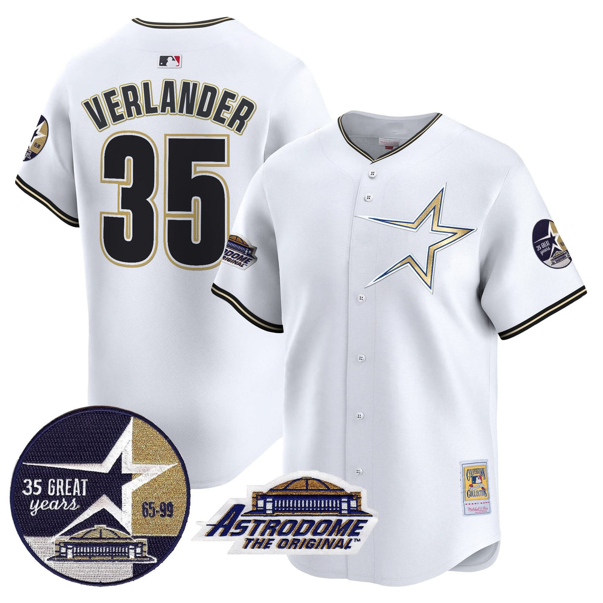 Houston Astros 1999 Throwback 35th & Astrodome Patch Vapor Premier Limited Jersey - Stitched-Cuztomshoes