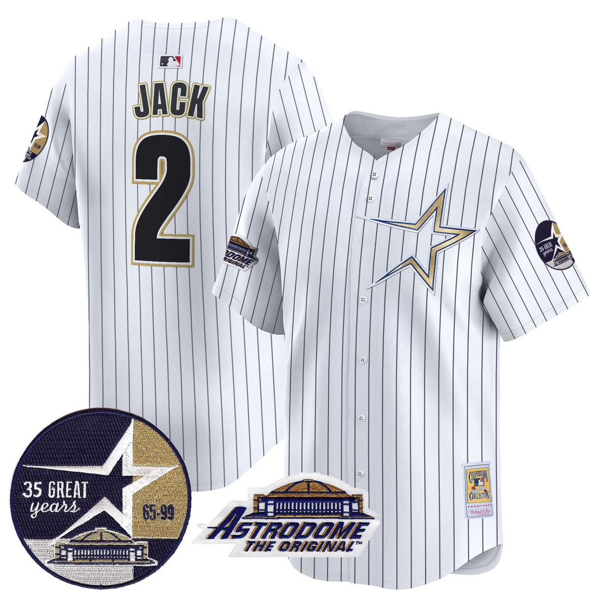 Houston Astros 1999 Throwback 35th & Astrodome Patch Vapor Premier Limited Jersey - Stitched-Cuztomshoes