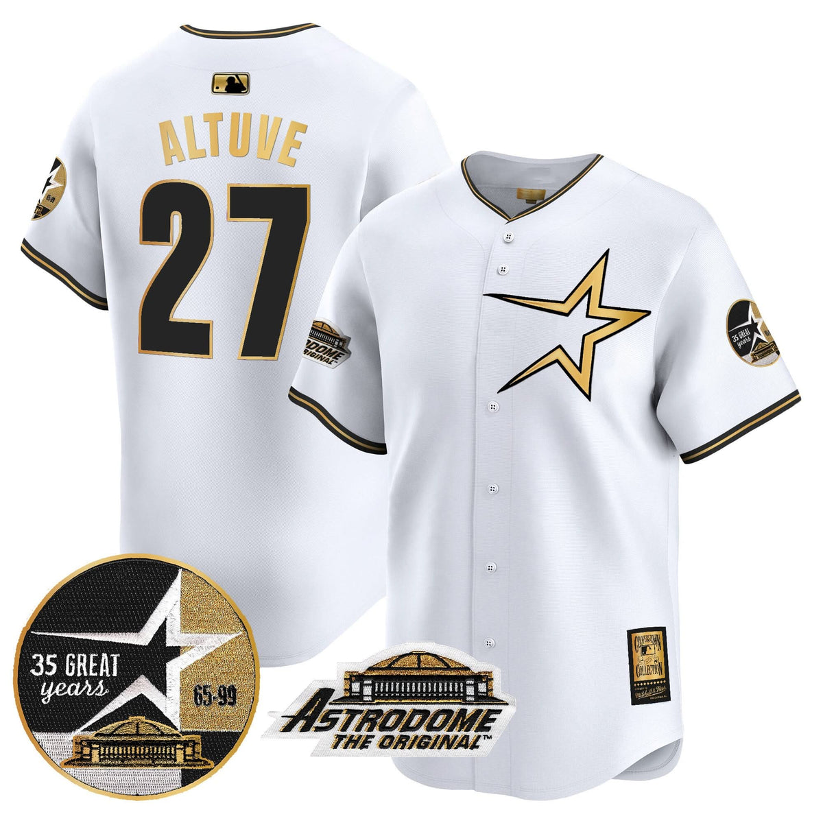 Houston Astros 1999 Throwback 35th & Astrodome Patch Vapor Premier Limited Jersey - Stitched-Cuztomshoes