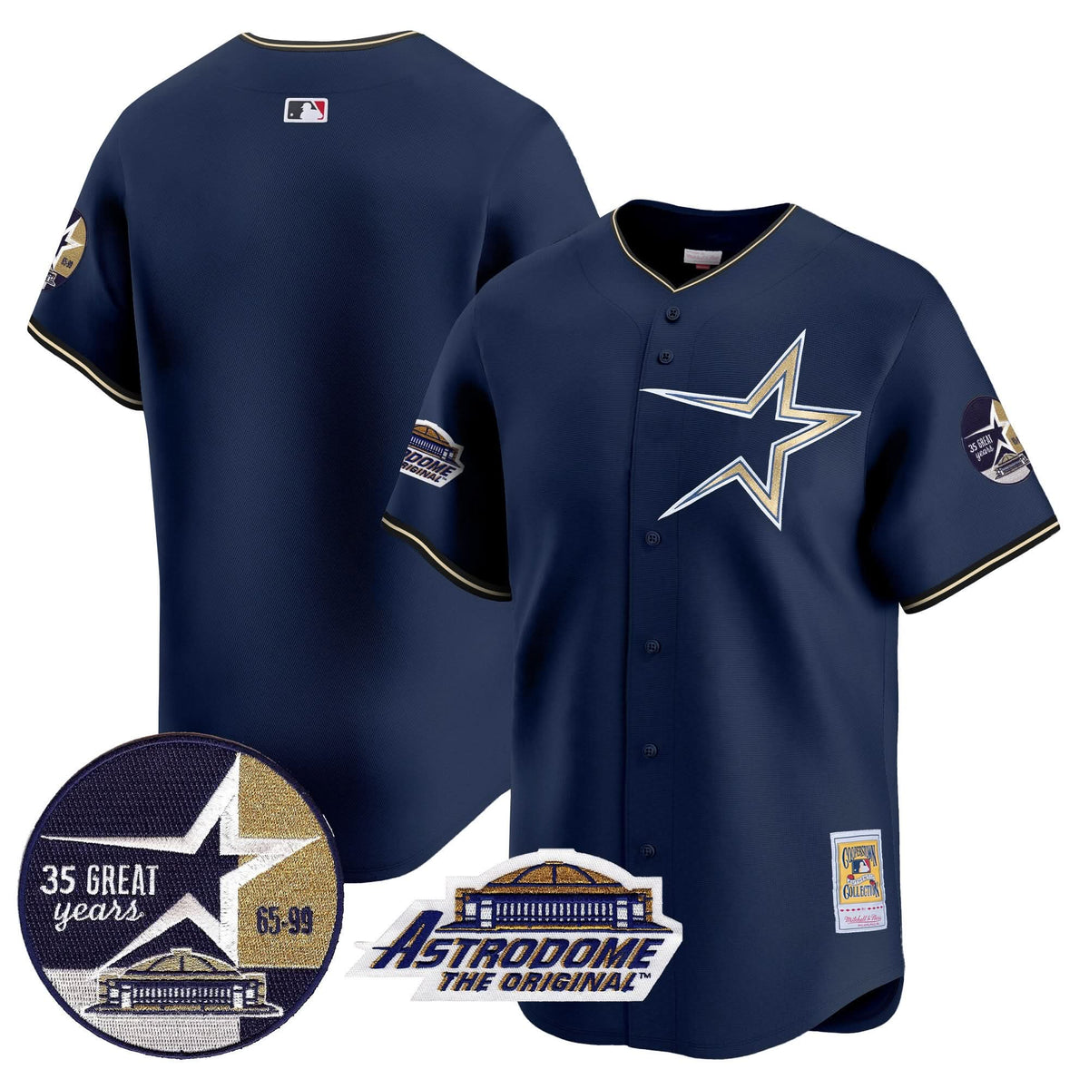 Houston Astros 1999 Throwback 35th & Astrodome Patch Vapor Premier Limited Jersey - Stitched-Cuztomshoes