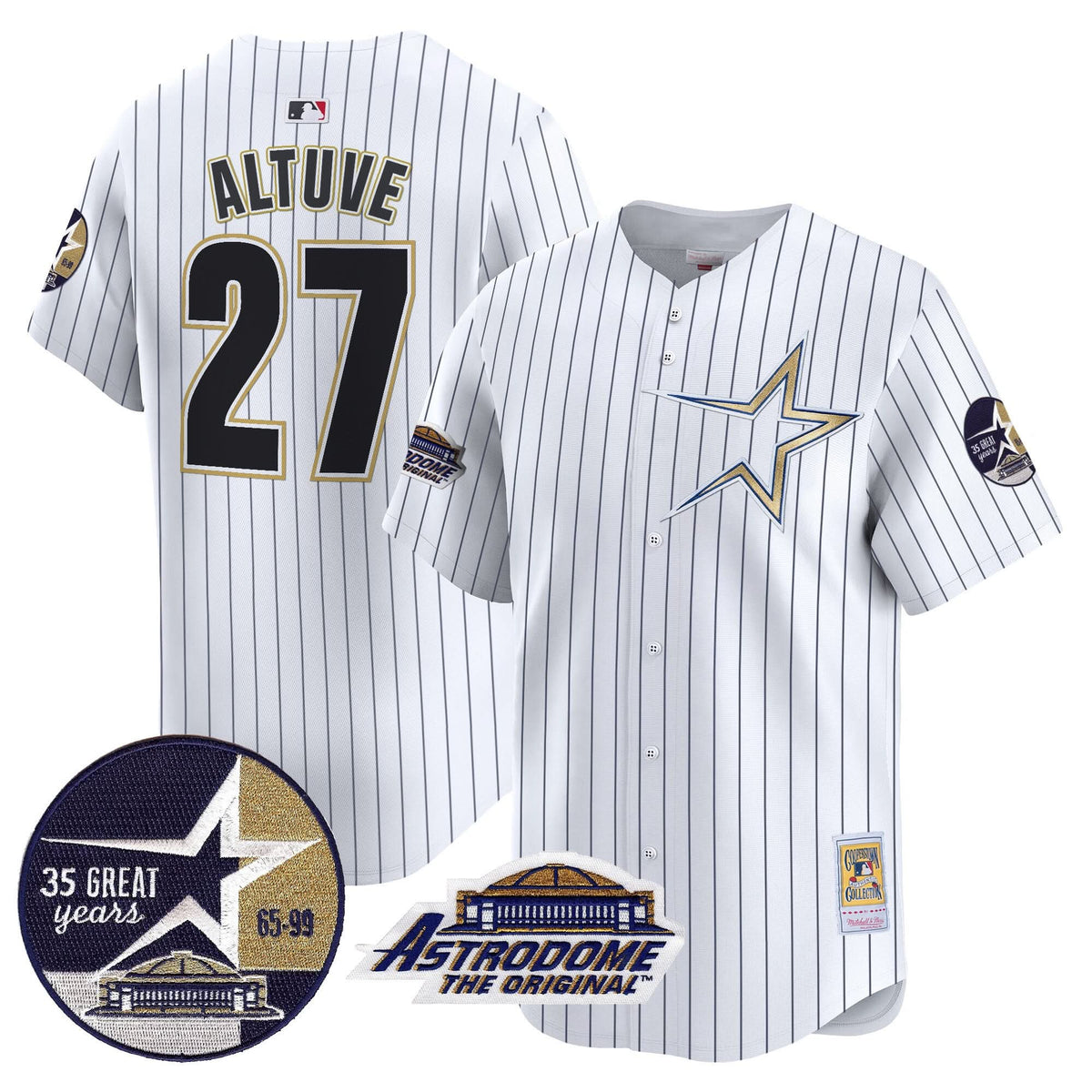 Houston Astros 1999 Throwback 35th & Astrodome Patch Vapor Premier Limited Jersey - Stitched-Cuztomshoes