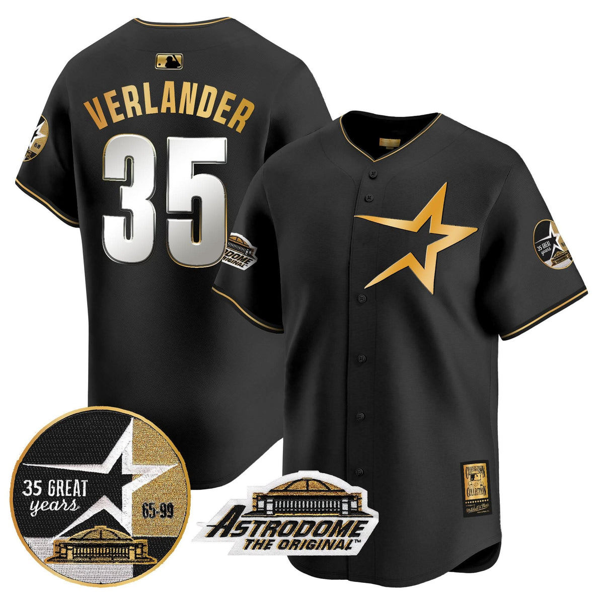 Houston Astros 1999 Throwback 35th & Astrodome Patch Vapor Premier Limited Jersey - Stitched-Cuztomshoes