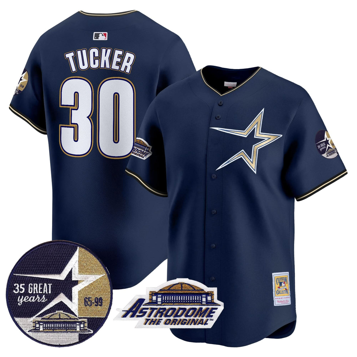 Houston Astros 1999 Throwback 35th & Astrodome Patch Vapor Premier Limited Jersey - Stitched-Cuztomshoes
