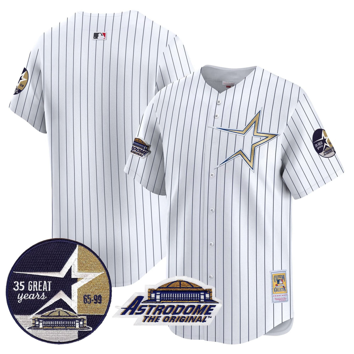Houston Astros 1999 Throwback 35th & Astrodome Patch Vapor Premier Limited Jersey - Stitched-Cuztomshoes
