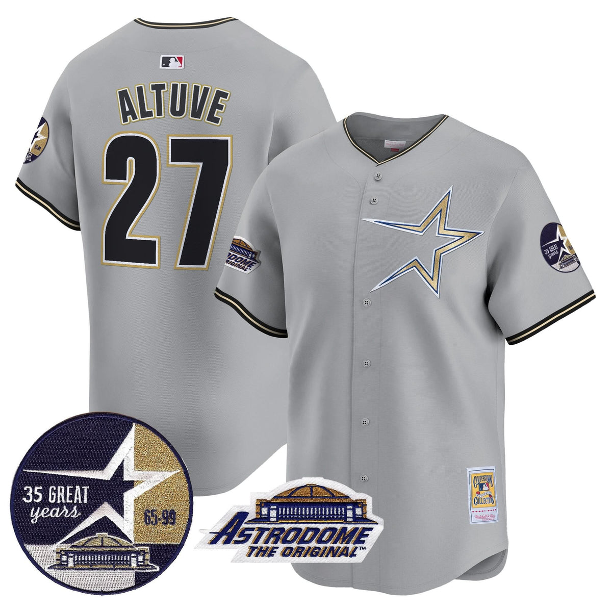 Houston Astros 1999 Throwback 35th & Astrodome Patch Vapor Premier Limited Jersey - Stitched-Cuztomshoes