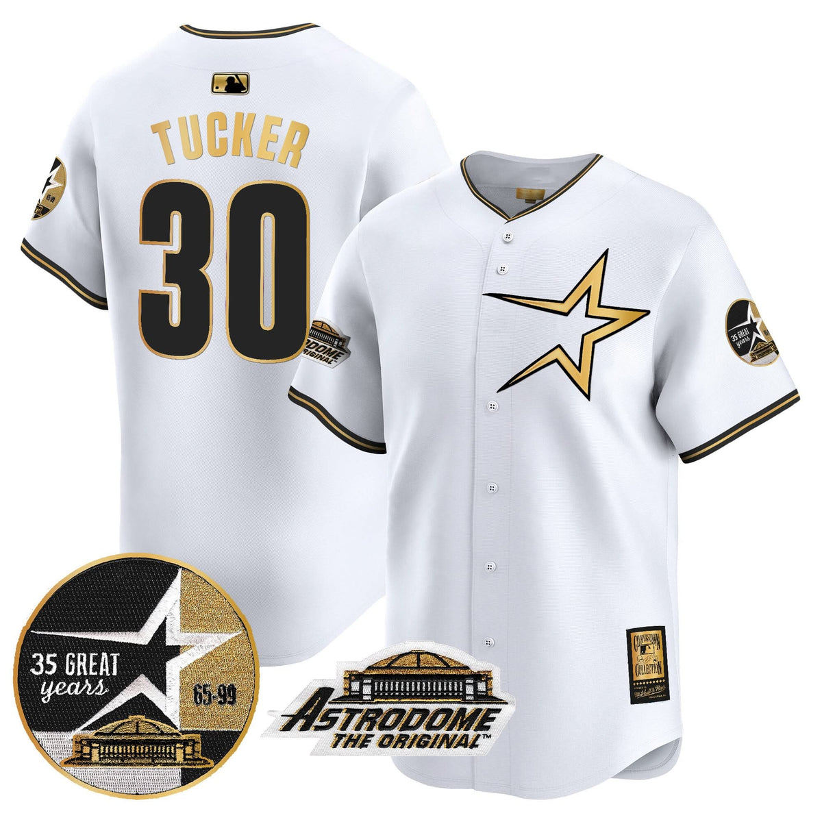 Houston Astros 1999 Throwback 35th & Astrodome Patch Vapor Premier Limited Jersey - Stitched-Cuztomshoes