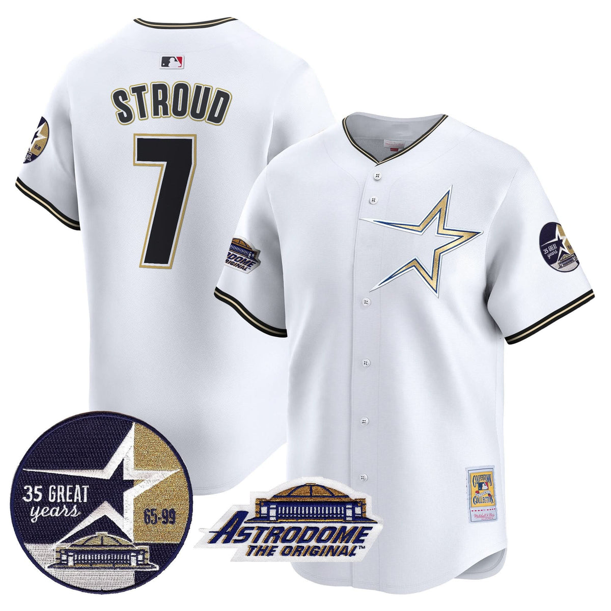 Houston Astros 1999 Throwback 35th & Astrodome Patch Vapor Premier Limited Jersey - Stitched-Cuztomshoes