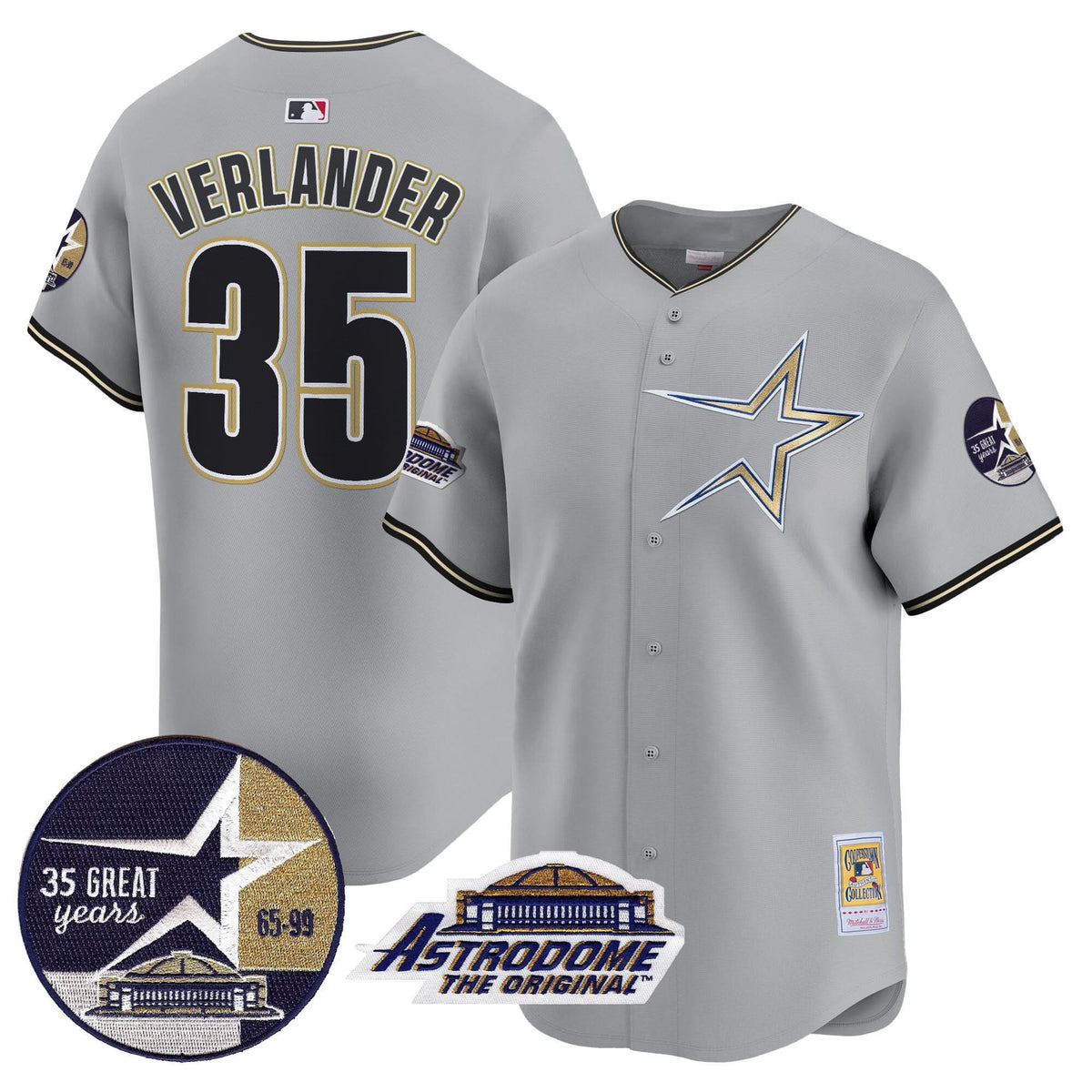Houston Astros 1999 Throwback 35th & Astrodome Patch Vapor Premier Limited Jersey - Stitched-Cuztomshoes