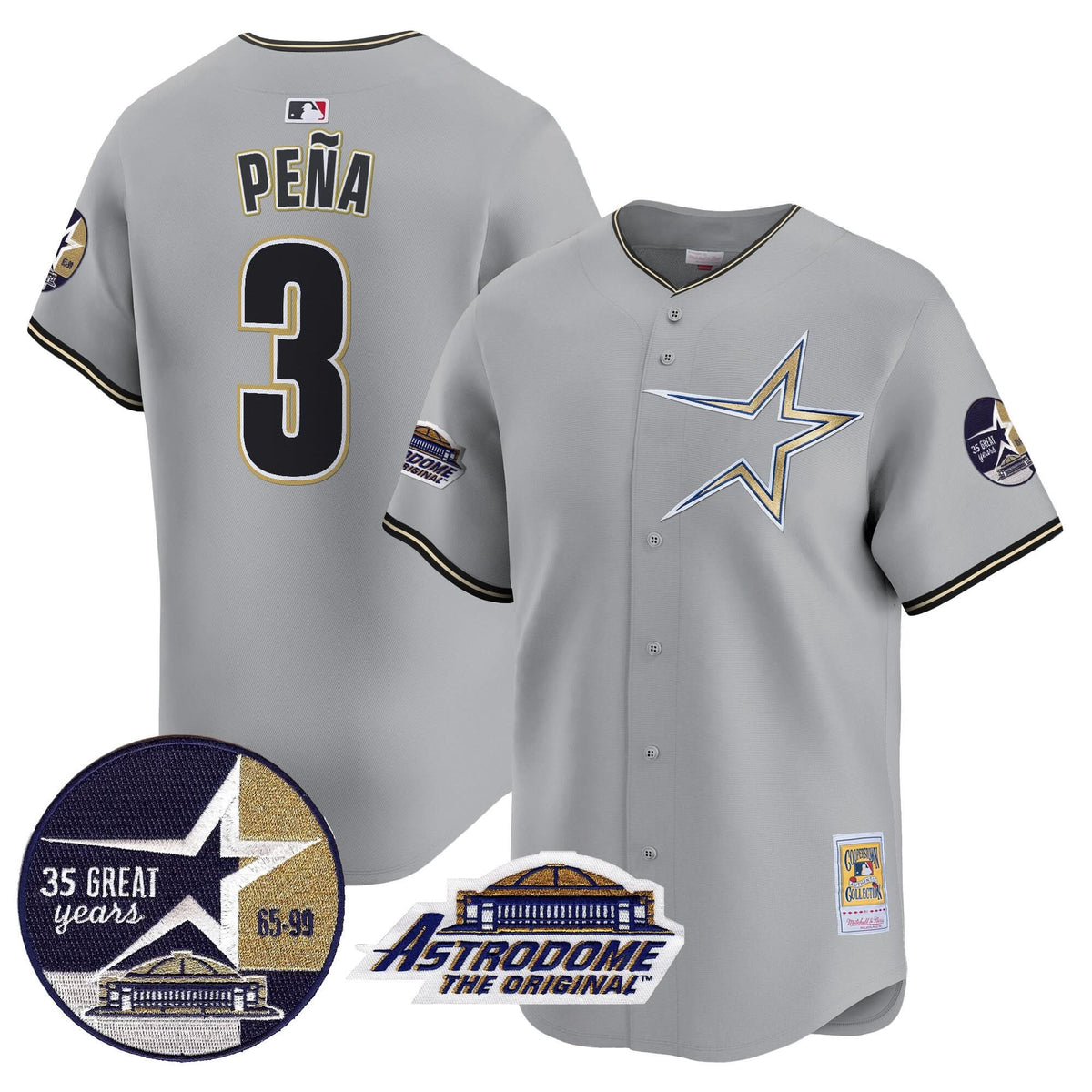 Houston Astros 1999 Throwback 35th & Astrodome Patch Vapor Premier Limited Jersey - Stitched-Cuztomshoes
