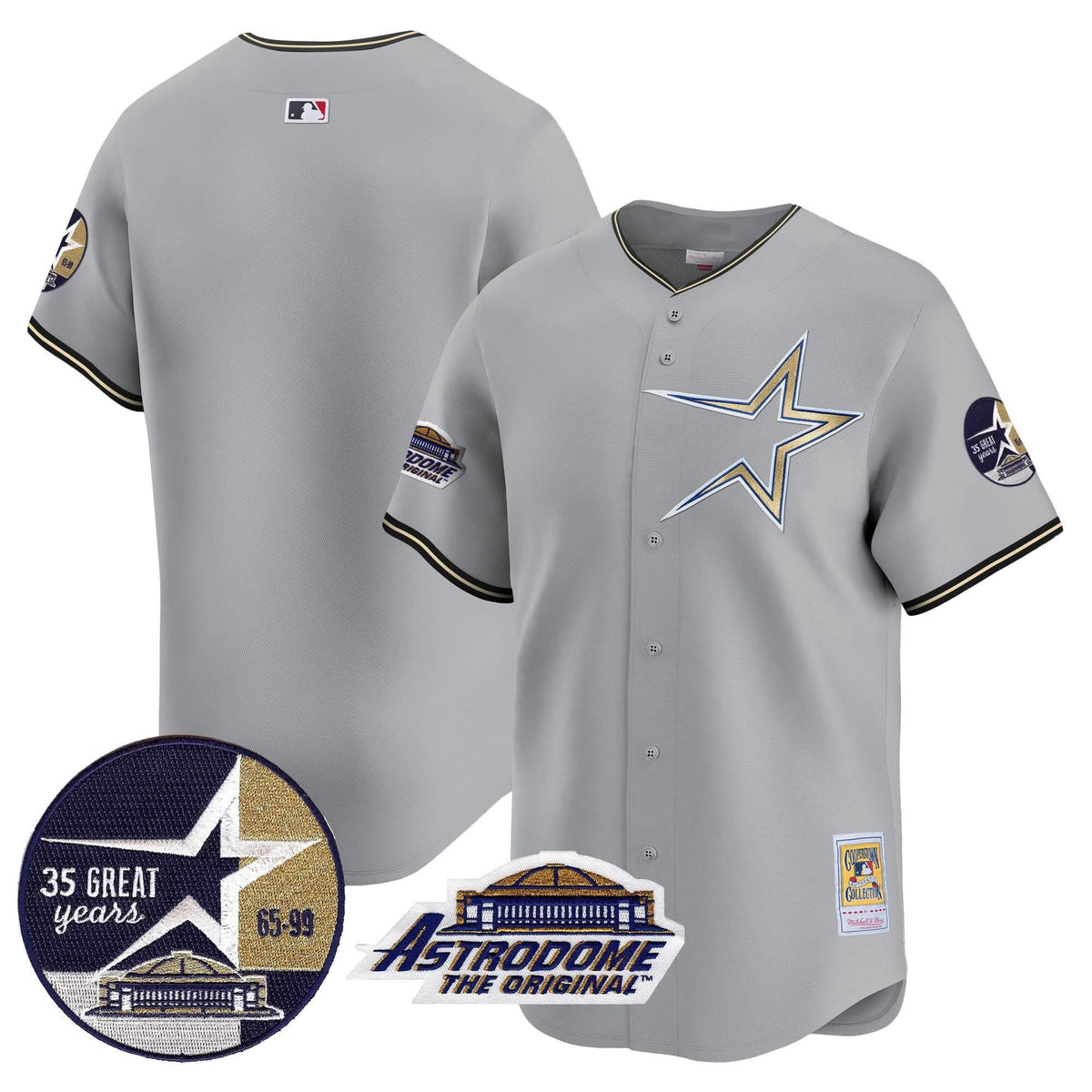 Houston Astros 1999 Throwback 35th & Astrodome Patch Vapor Premier Limited Jersey - Stitched-Cuztomshoes