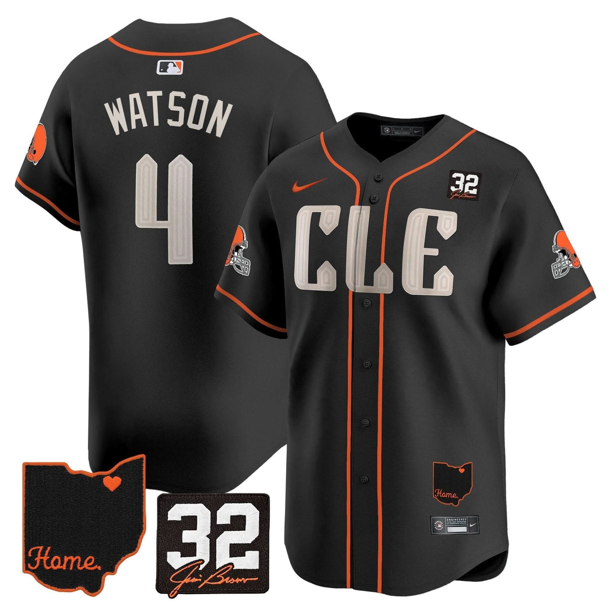 Cleveland Guardians #32 Jim Brown Memorial & Home Patch Vapor Premier Limited Jersey - Stitched