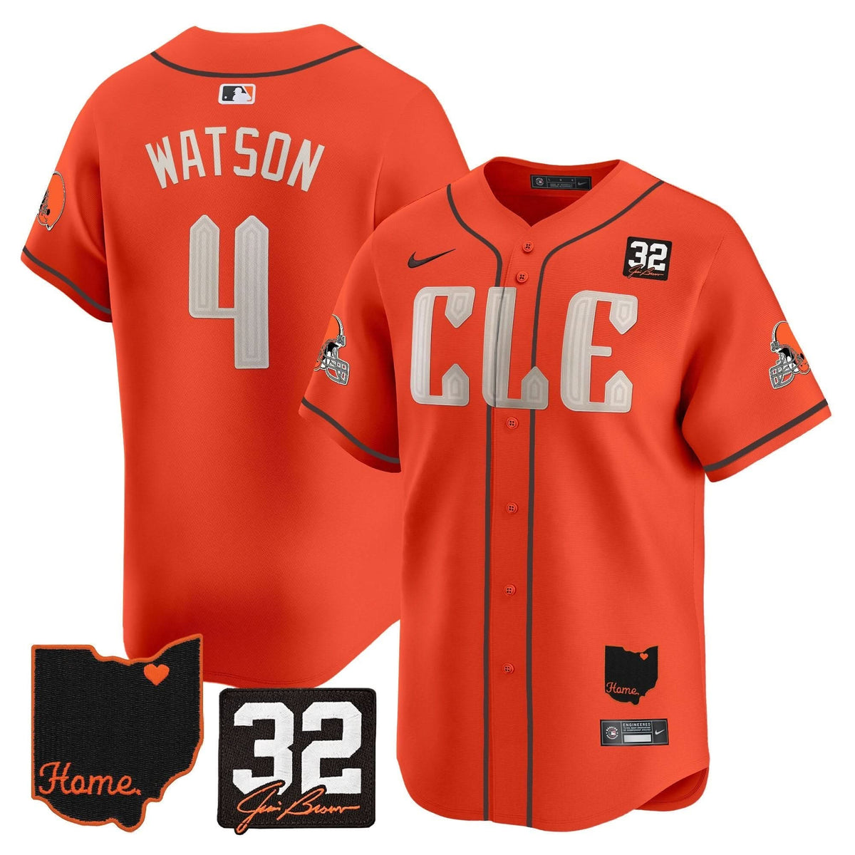 Cleveland Guardians #32 Jim Brown Memorial & Home Patch Vapor Premier Limited Jersey - Stitched