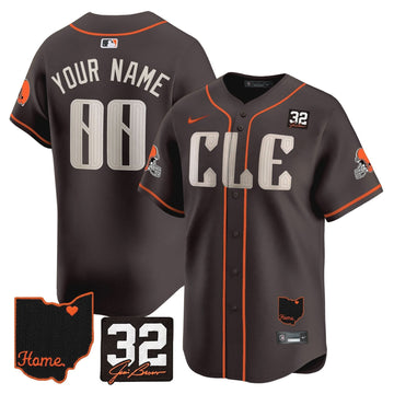 Cleveland Guardians #32 Jim Brown Memorial & Home Patch Vapor Premier Limited Custom Jersey - Stitched