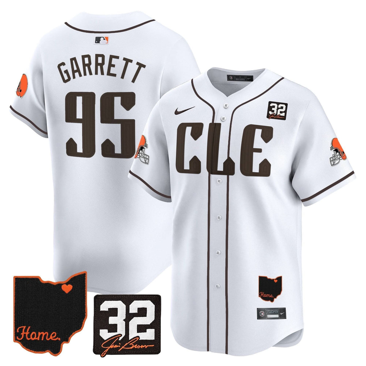 Cleveland Guardians #32 Jim Brown Memorial & Home Patch Vapor Premier Limited Jersey - Stitched