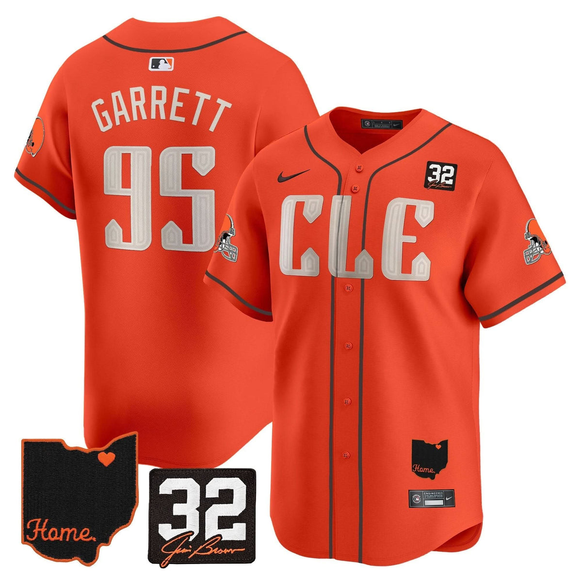 Cleveland Guardians #32 Jim Brown Memorial & Home Patch Vapor Premier Limited Jersey - Stitched