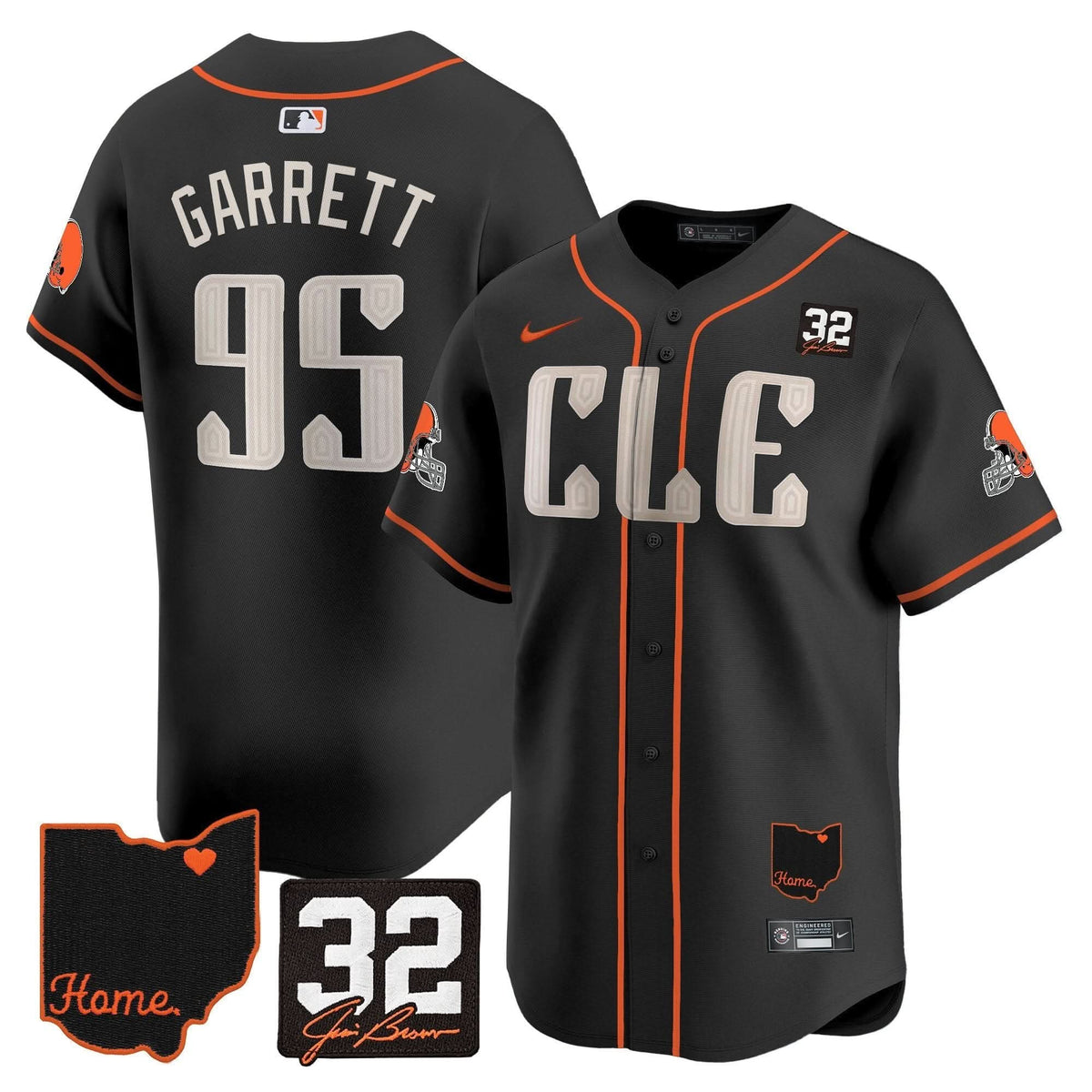 Cleveland Guardians #32 Jim Brown Memorial & Home Patch Vapor Premier Limited Jersey - Stitched
