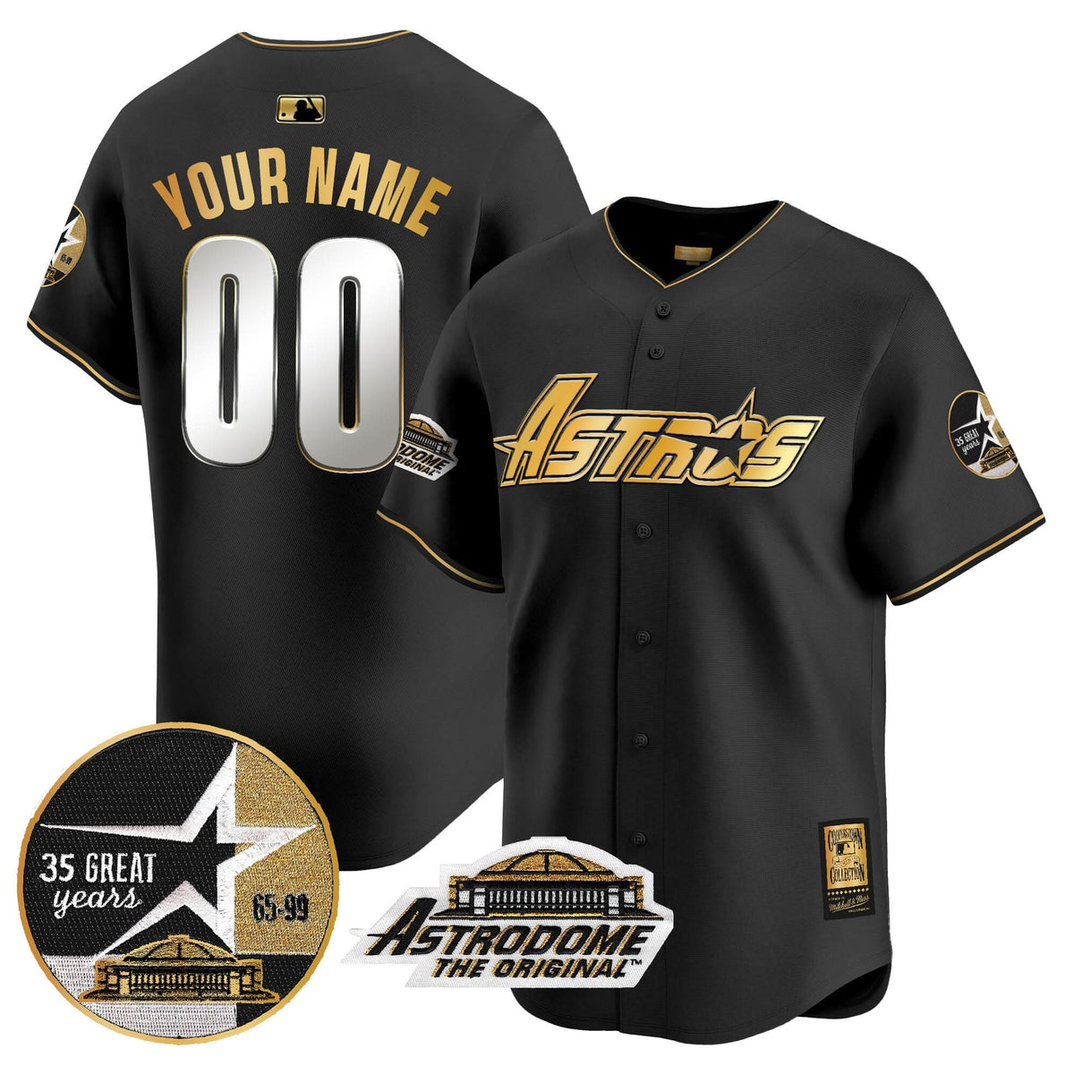 Houston Astros 1999 Throwback 35th & Astrodome Patch Vapor Premier Limited Custom Jersey V3 - Stitched-Cuztomshoes