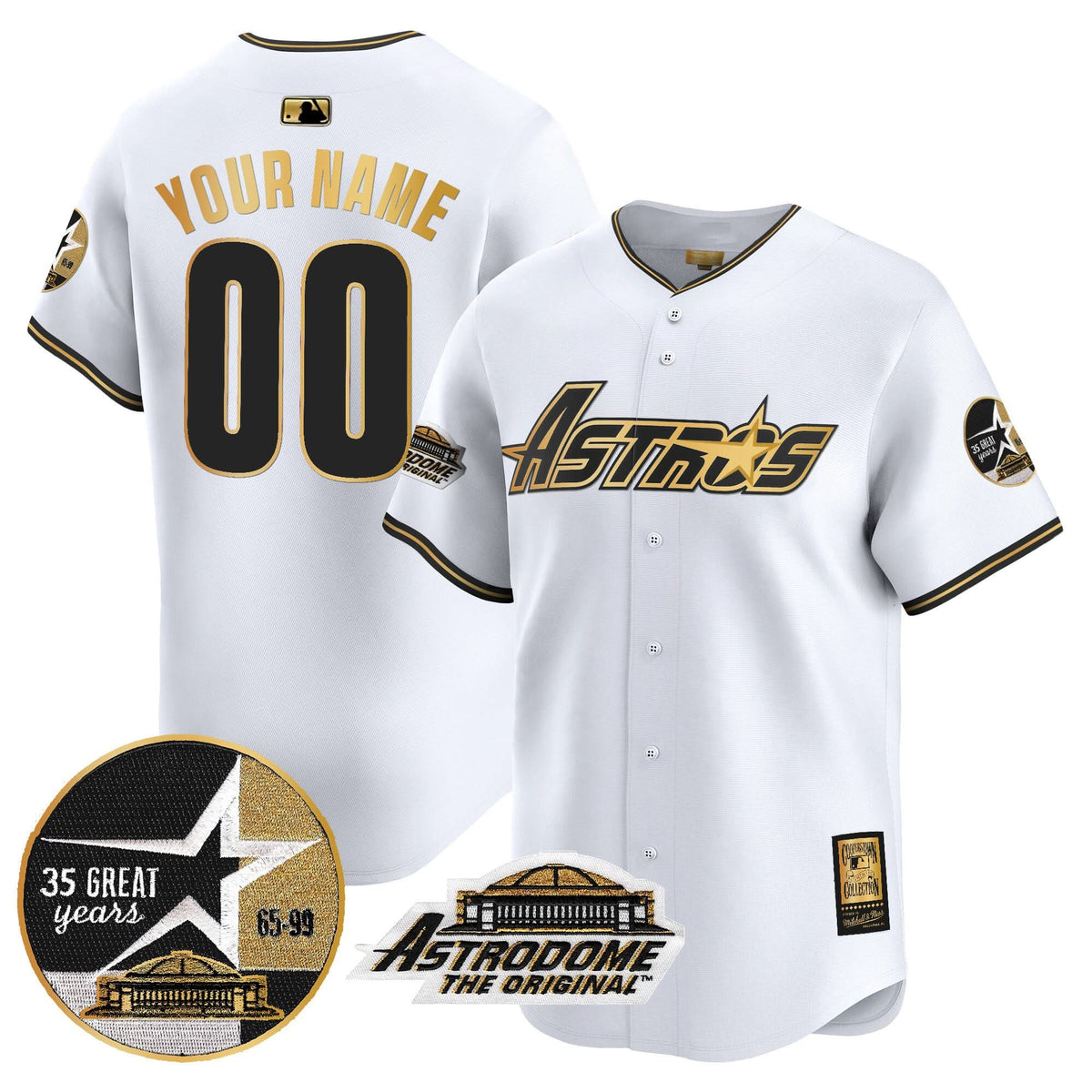 Houston Astros 1999 Throwback 35th & Astrodome Patch Vapor Premier Limited Custom Jersey V3 - Stitched-Cuztomshoes
