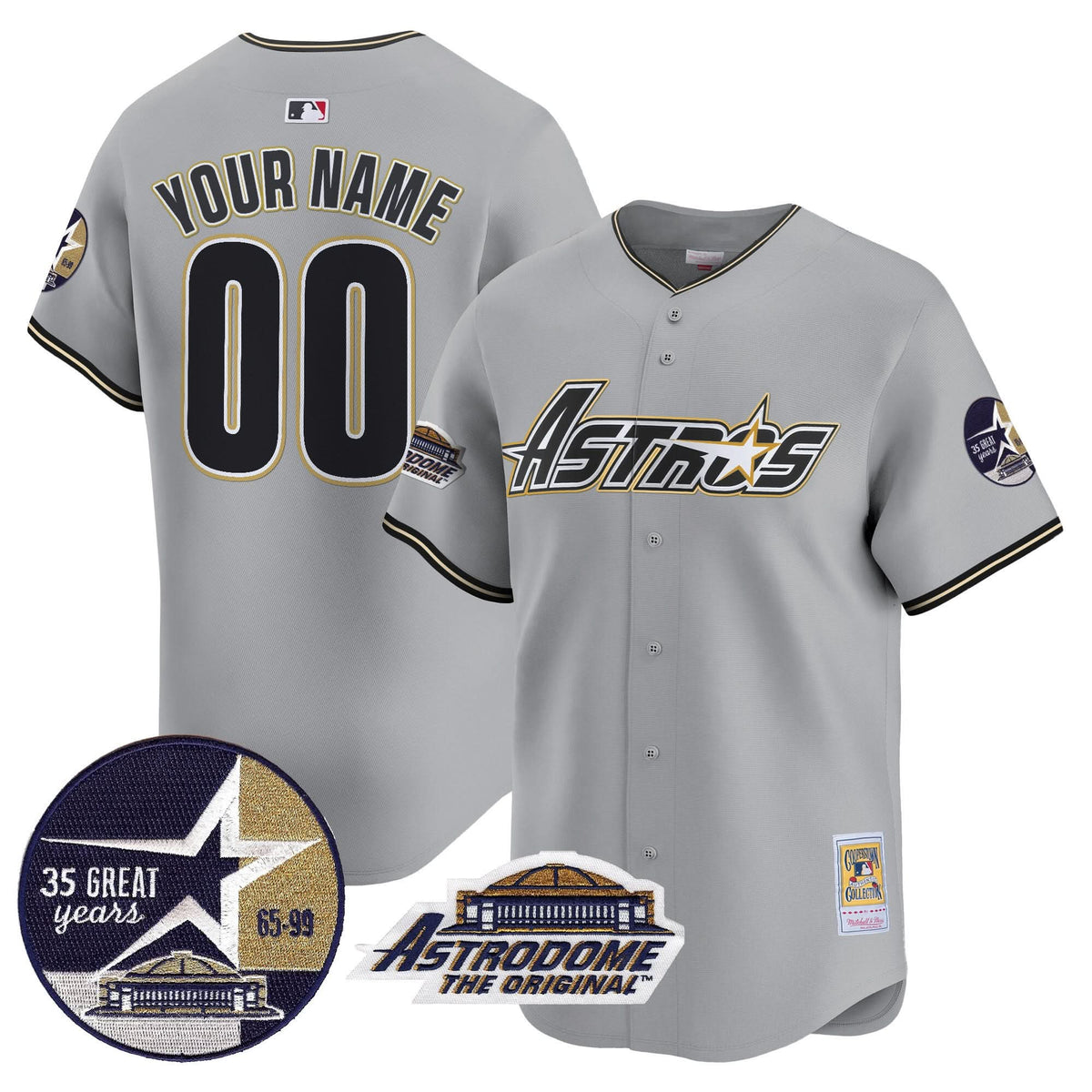 Houston Astros 1999 Throwback 35th & Astrodome Patch Vapor Premier Limited Custom Jersey V3 - Stitched-Cuztomshoes