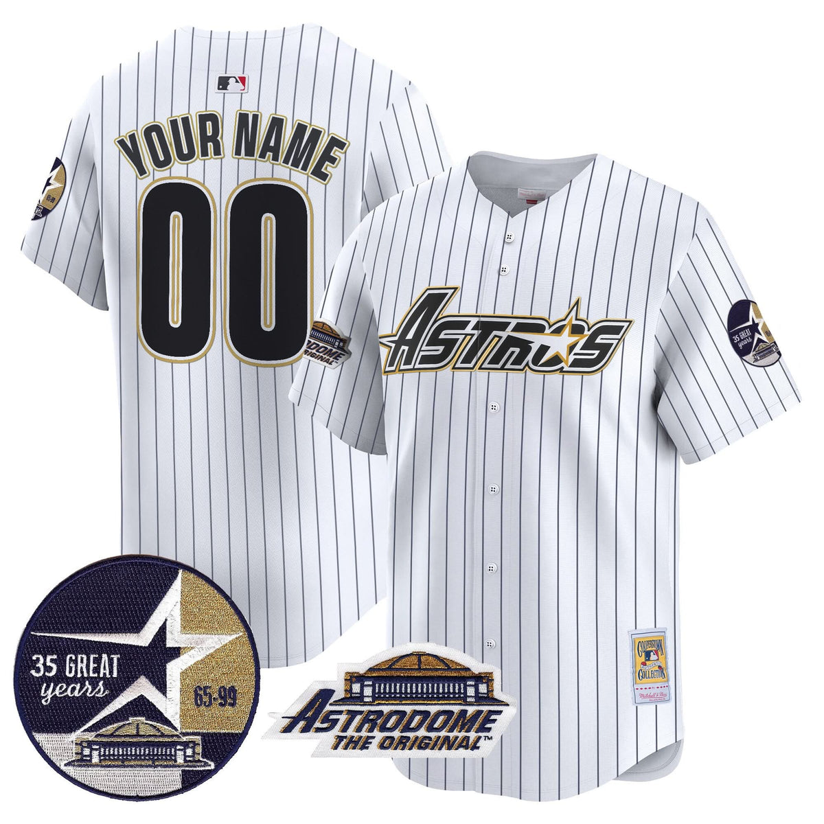 Houston Astros 1999 Throwback 35th & Astrodome Patch Vapor Premier Limited Custom Jersey V3 - Stitched-Cuztomshoes