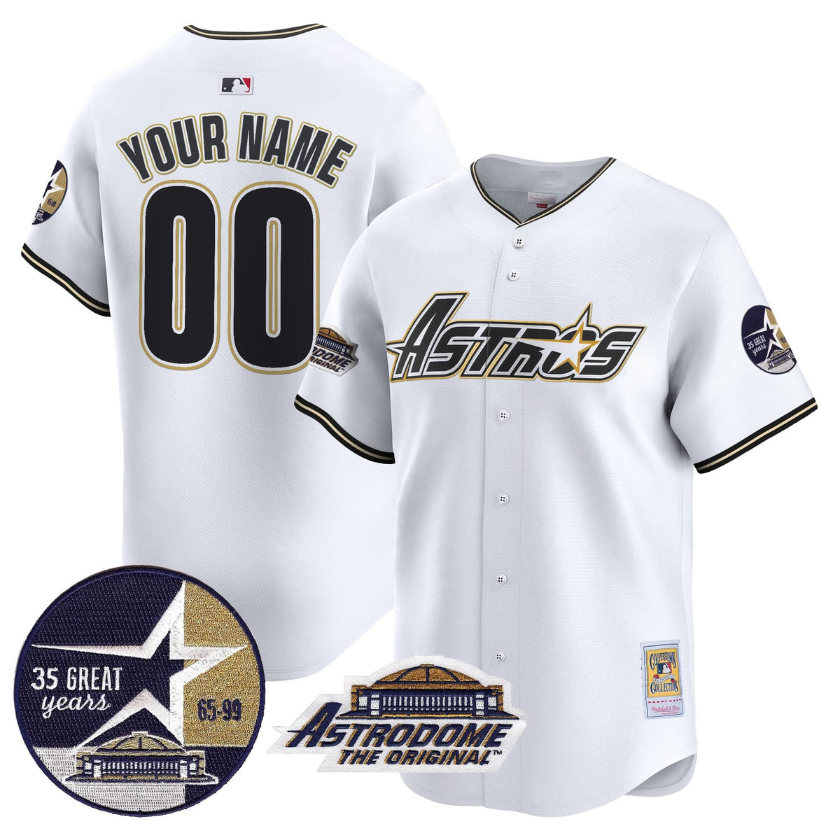 Houston Astros 1999 Throwback 35th & Astrodome Patch Vapor Premier Limited Custom Jersey V3 - Stitched-Cuztomshoes