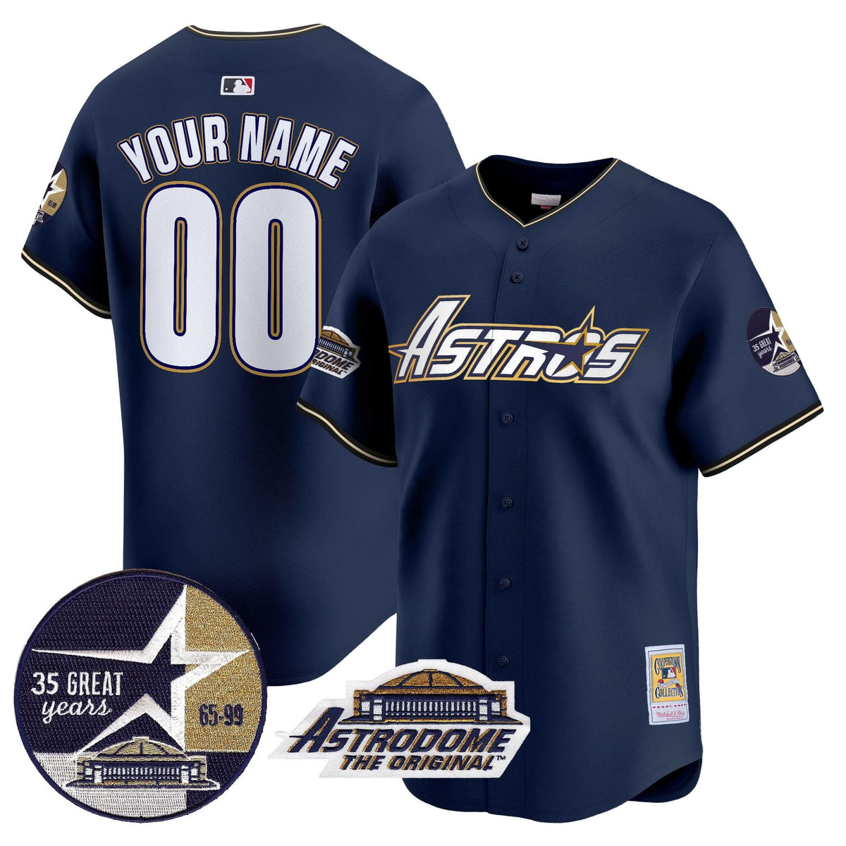 Houston Astros 1999 Throwback 35th & Astrodome Patch Vapor Premier Limited Custom Jersey V3 - Stitched-Cuztomshoes