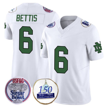 Jerome Bettis ND 1992 Sugar Bowl Patch White Jersey-Cuztomshoes