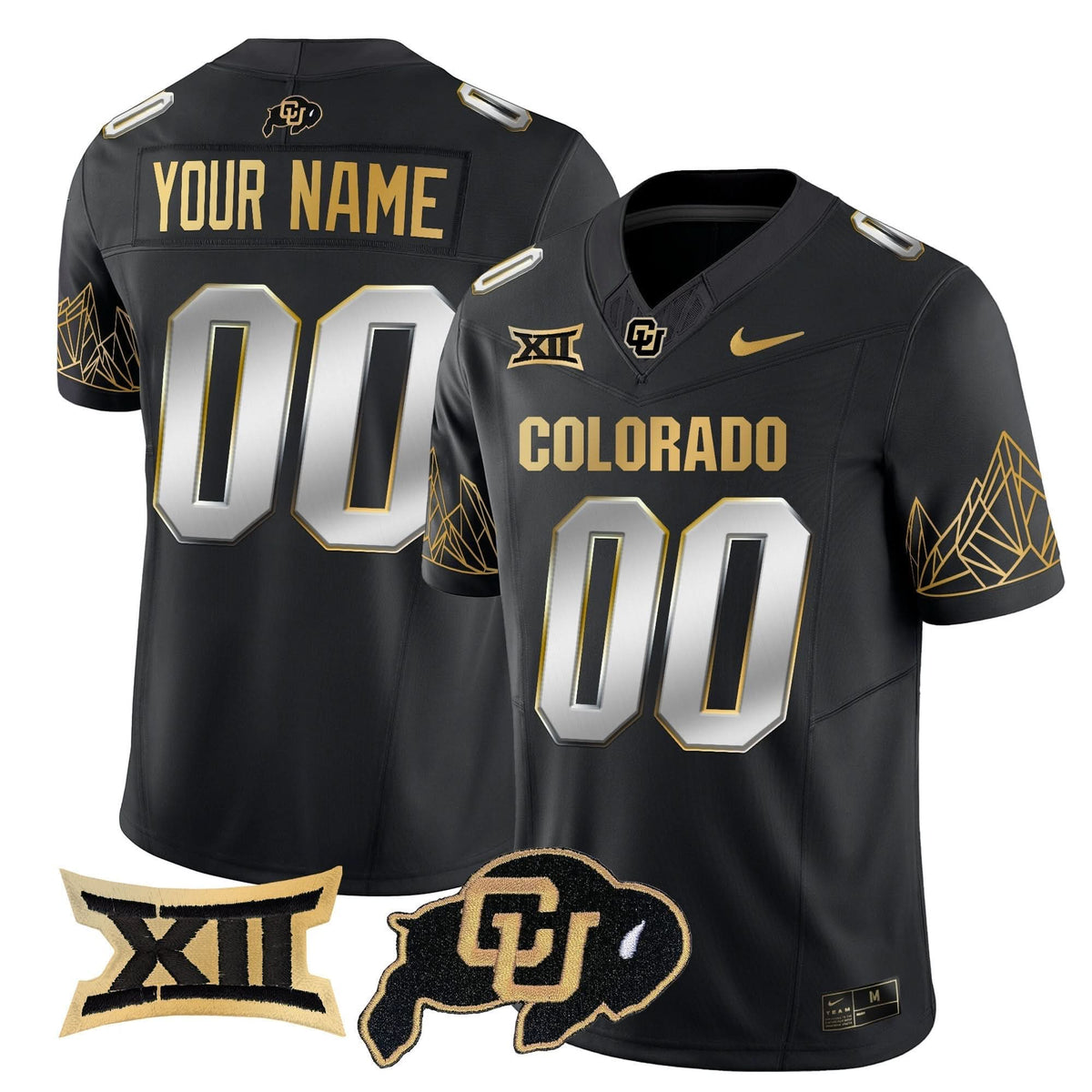 Colorado Buffaloes Big 12 XII Patch Gold Vapor Limited Custom Jersey