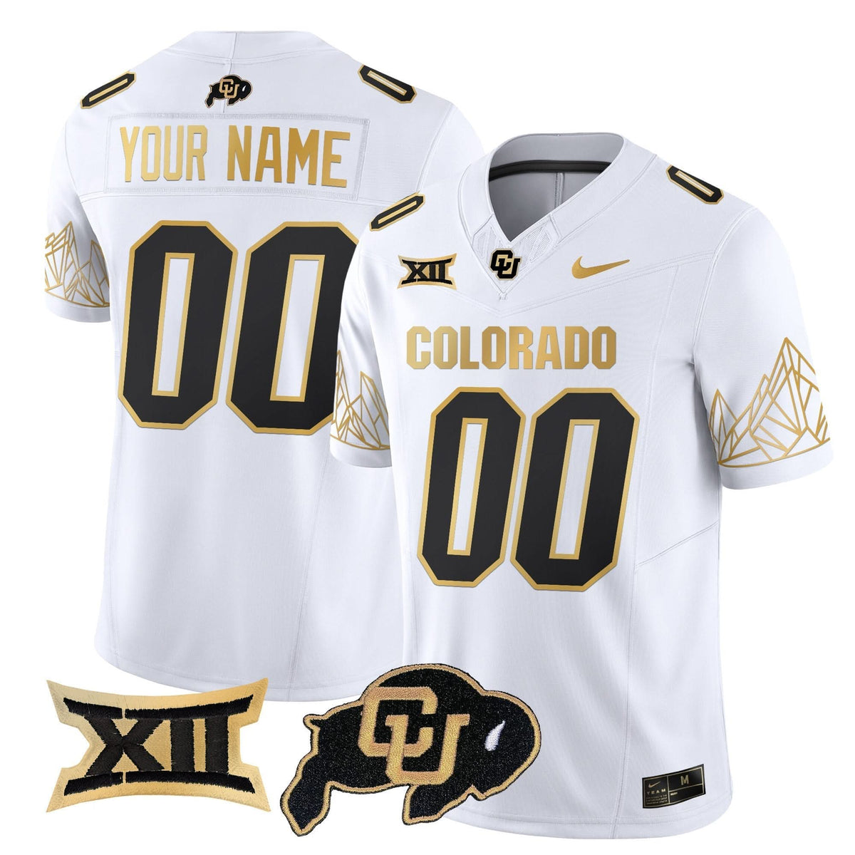Colorado Buffaloes Big 12 XII Patch Gold Vapor Limited Custom Jersey