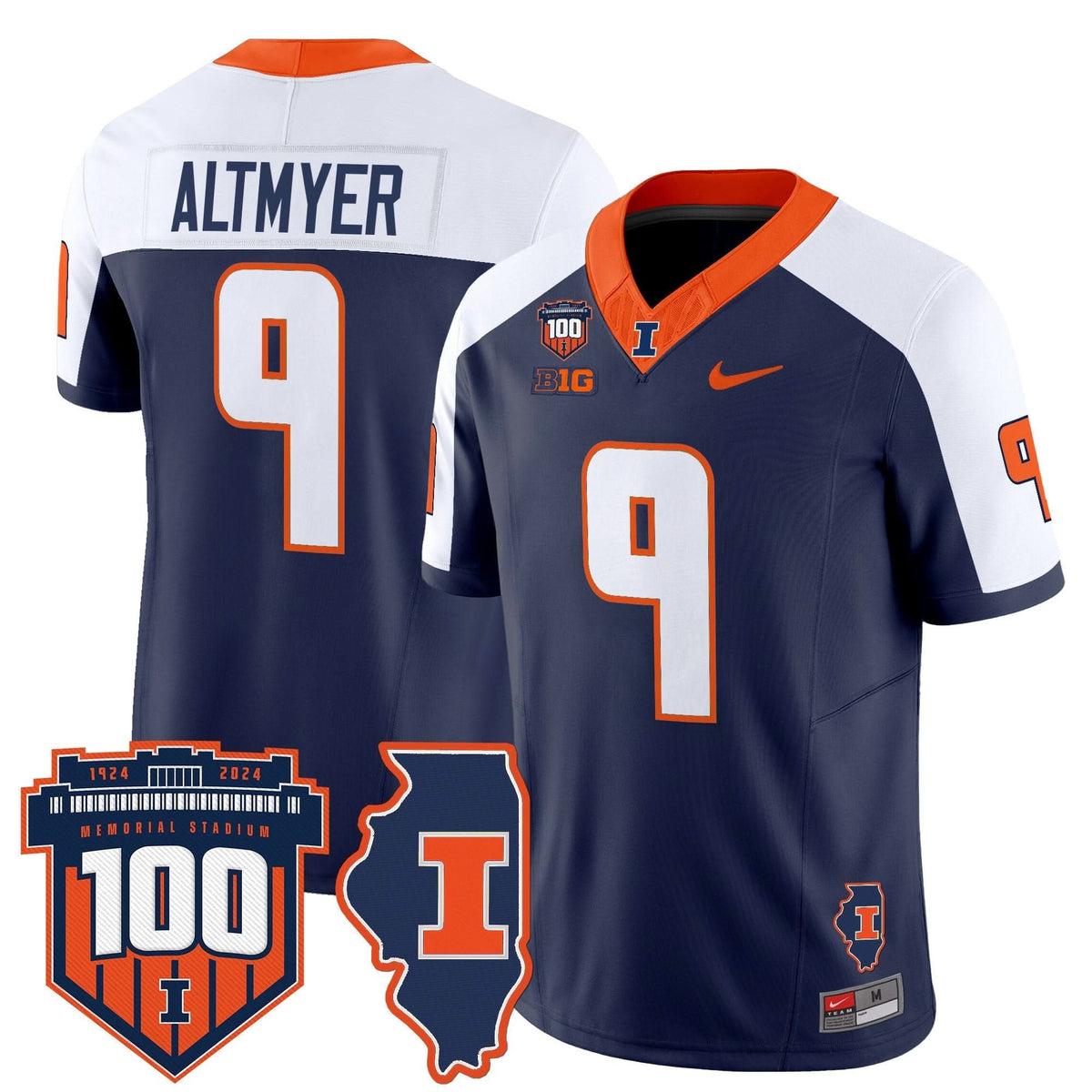 Illinois Fighting Illini 100th Memorial Stadium Patch Vapor Limited Jersey-Cuztomshoes