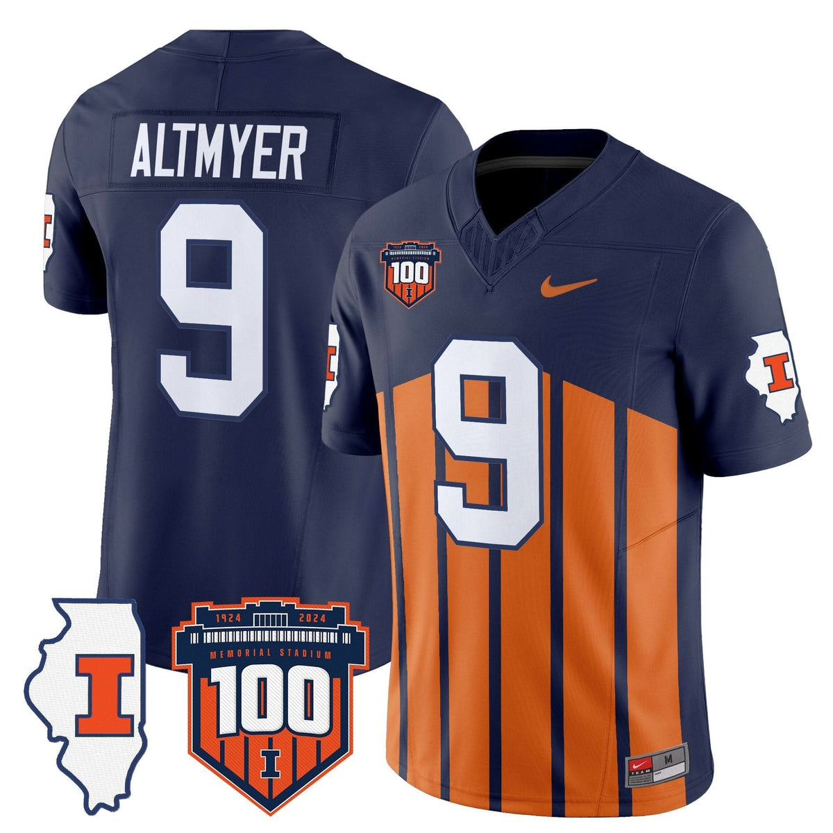 Illinois Fighting Illini 100th Memorial Stadium Patch Vapor Limited Jersey-Cuztomshoes