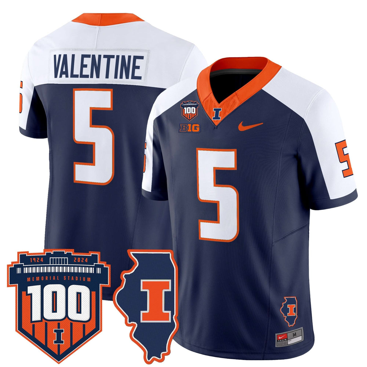 Illinois Fighting Illini 100th Memorial Stadium Patch Vapor Limited Jersey-Cuztomshoes