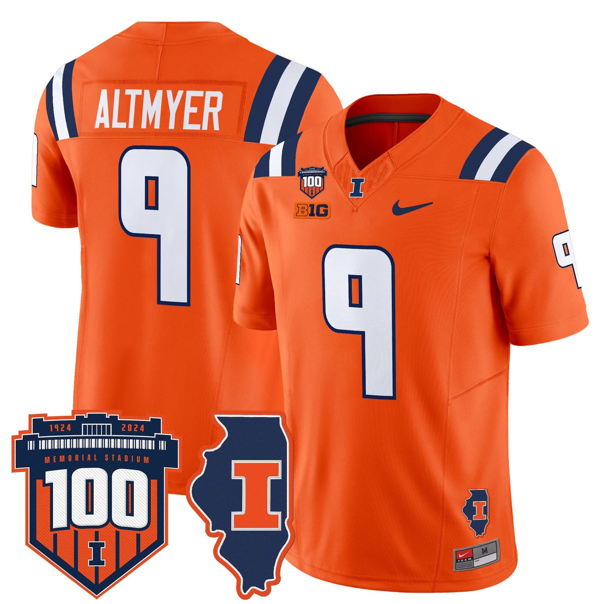 Illinois Fighting Illini 100th Memorial Stadium Patch Vapor Limited Jersey-Cuztomshoes