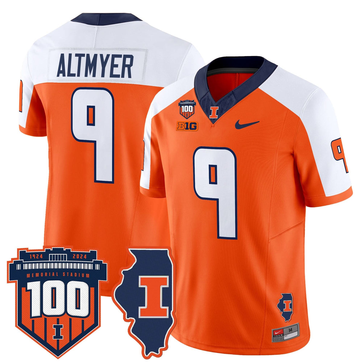 Illinois Fighting Illini 100th Memorial Stadium Patch Vapor Limited Jersey-Cuztomshoes