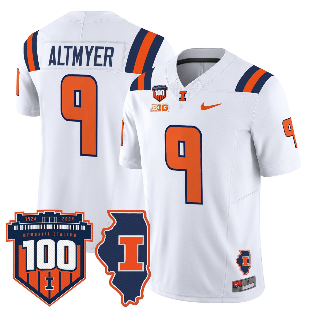 Illinois Fighting Illini 100th Memorial Stadium Patch Vapor Limited Jersey-Cuztomshoes