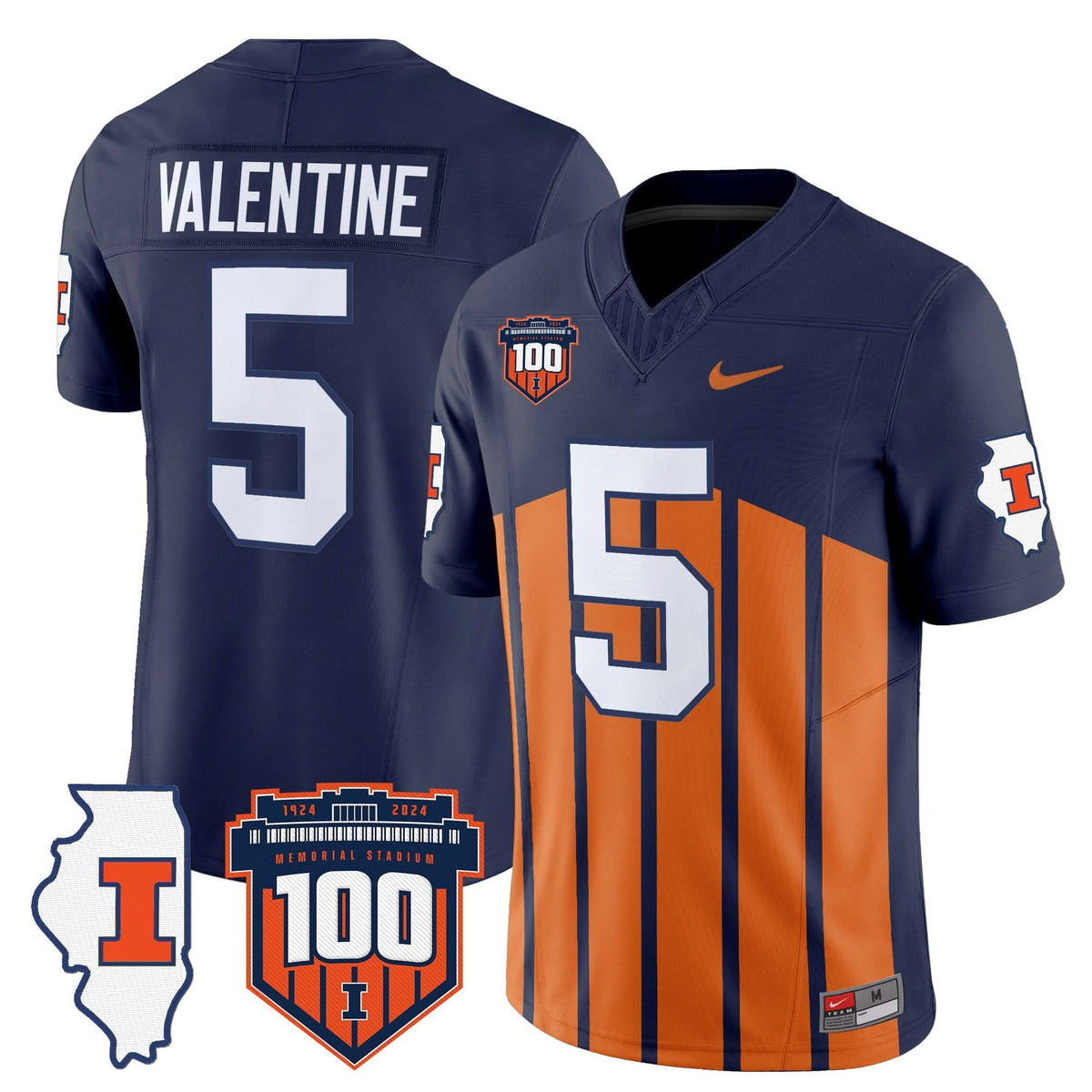 Illinois Fighting Illini 100th Memorial Stadium Patch Vapor Limited Jersey-Cuztomshoes