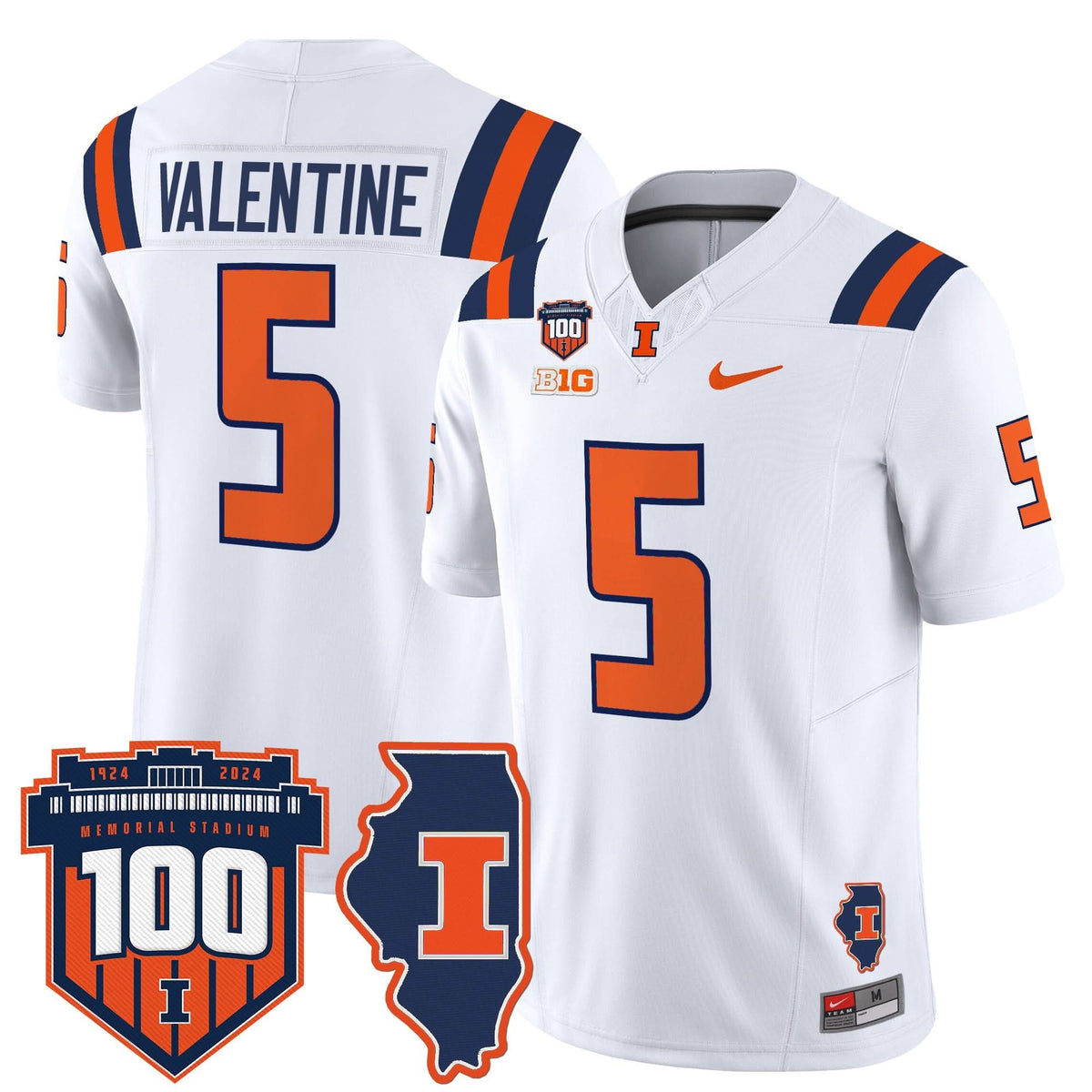 Illinois Fighting Illini 100th Memorial Stadium Patch Vapor Limited Jersey-Cuztomshoes