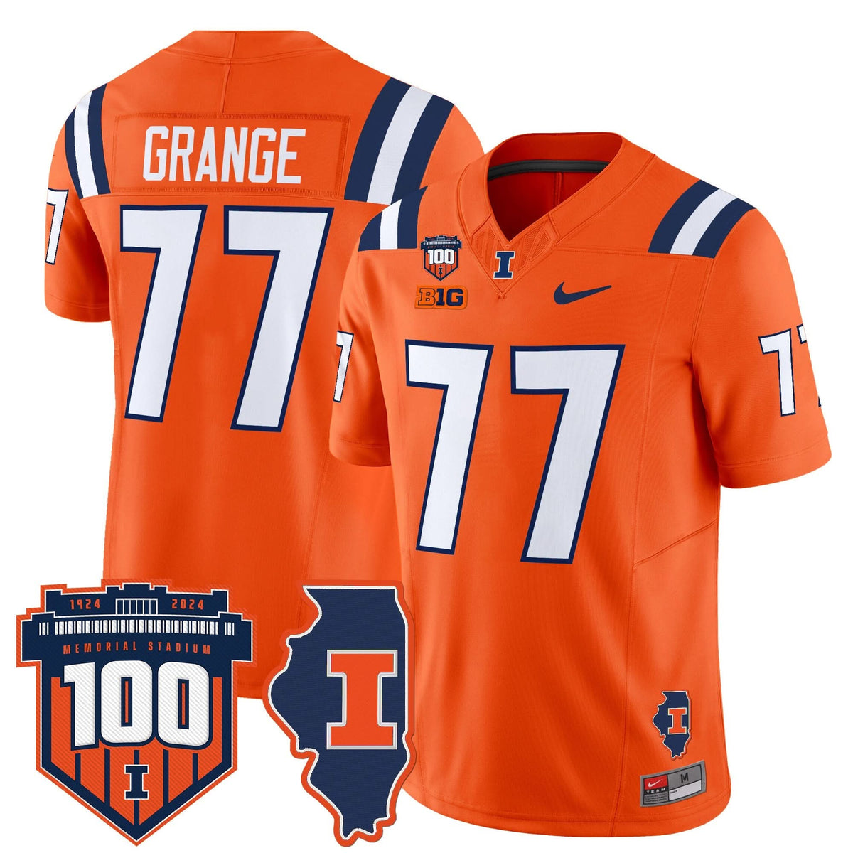 Illinois Fighting Illini 100th Memorial Stadium Patch Vapor Limited Jersey-Cuztomshoes