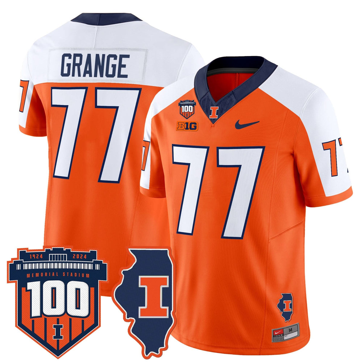 Illinois Fighting Illini 100th Memorial Stadium Patch Vapor Limited Jersey-Cuztomshoes