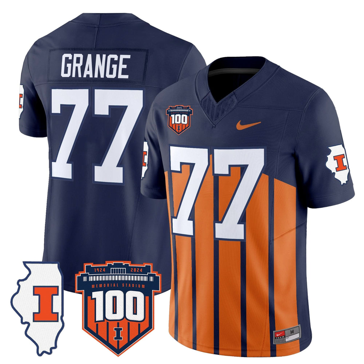 Illinois Fighting Illini 100th Memorial Stadium Patch Vapor Limited Jersey-Cuztomshoes
