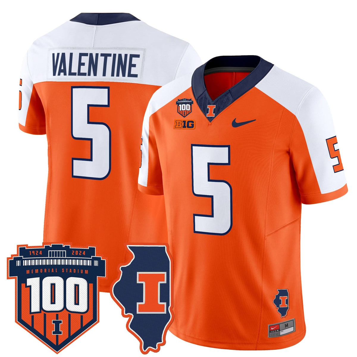 Illinois Fighting Illini 100th Memorial Stadium Patch Vapor Limited Jersey-Cuztomshoes
