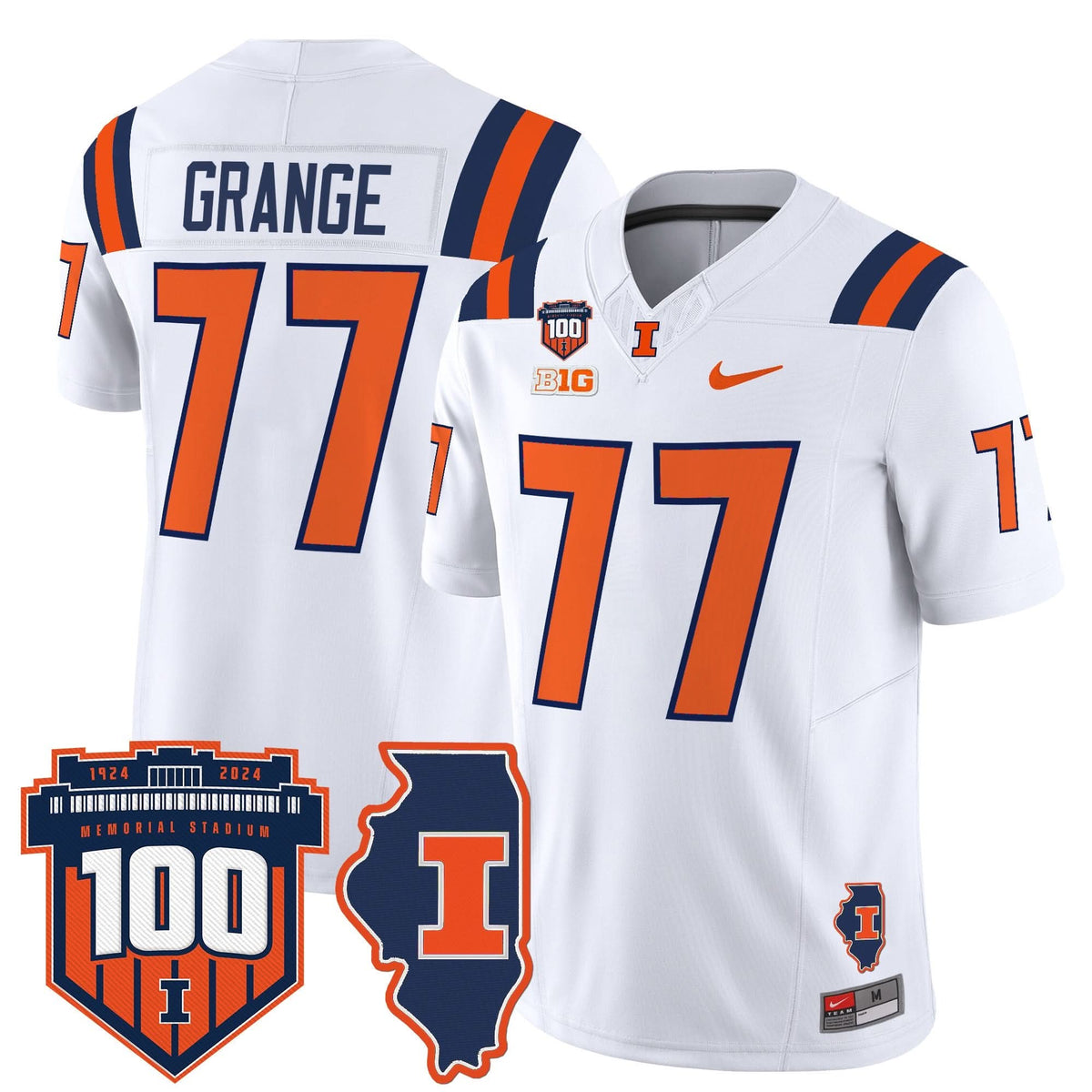 Illinois Fighting Illini 100th Memorial Stadium Patch Vapor Limited Jersey-Cuztomshoes
